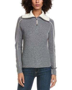 InCashmere Zipper Big Polo 1/4-Zip Wool & Cashmere-Blend Sweater - Gray