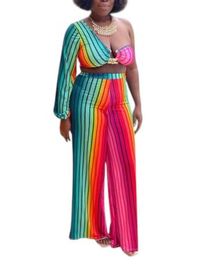 Good Time Usa Day Out Crop Top And High Waist Pants Set - Red