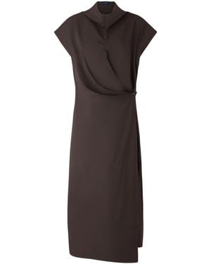 Soeur Wrap-Style Midi Dress With High Collar - Brown