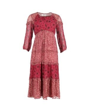 Ba&sh Mixed Print Viscose Midi Dress - Red