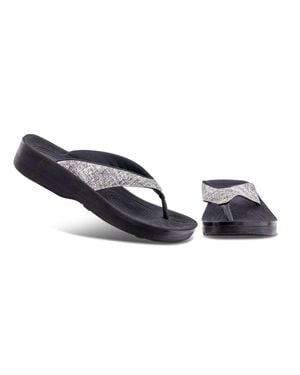 AEROTHOTIC Original Orthotic Comfort Thong Style Flip Flops Sandals For - Black