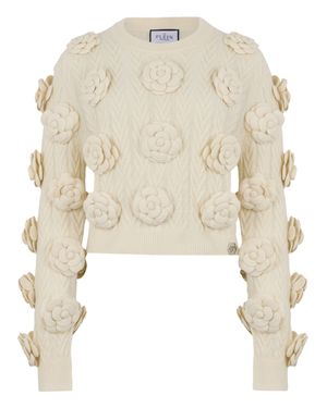 Philipp Plein Roundneck Pullover Roses - Natural