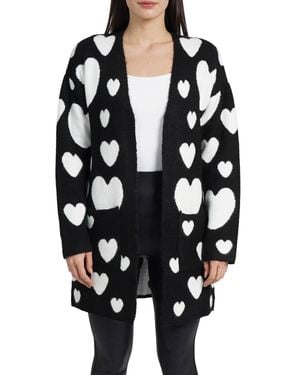 Love Token Hearts Long Sleeve Cardigan - Black