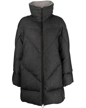 Eleventy Chevron-Stitched High Duster Jacket With Alpaca Blend - Black