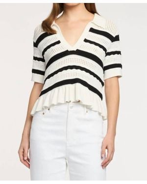 Cinq À Sept Elvire Knit Polo Pullover Top - White