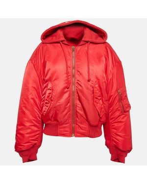 Vetements Synthetic Zip-Up Puffer Hooded Jacket - Red