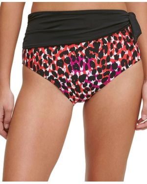 DKNY Sash High-Waist Bikini Bottoms - Red