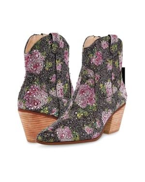 Betsey Johnson Divaf Boots Floral Rhinestone Bootie Ver589 - Multicolor