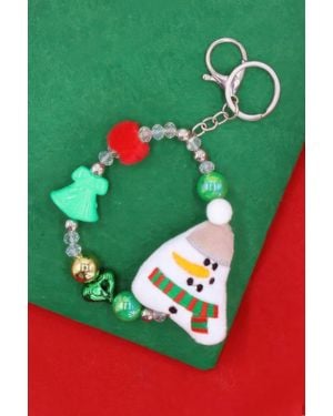 Fashnzfab Christmas Snowman Charm Keychain - Green