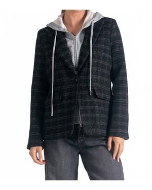 Elan Plaid Blazer Hoodie - Black