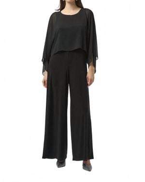 Joseph Ribkoff Chiffon Overlay Wide Leg Jumpsuit - Black