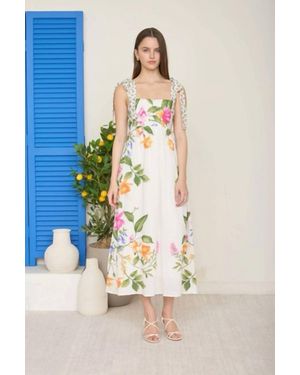 Blu Pepper Floral Empire Waist Midi Dress - Blue