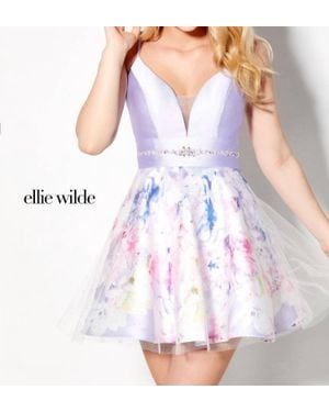 Ellie Wilde Sleeveless A-Line Prom Dress - White