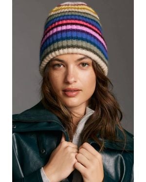 White + Warren Striped Beanie - Black