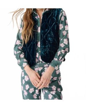 Lanhtropy Waves Velvet Quilted Vest - Blue