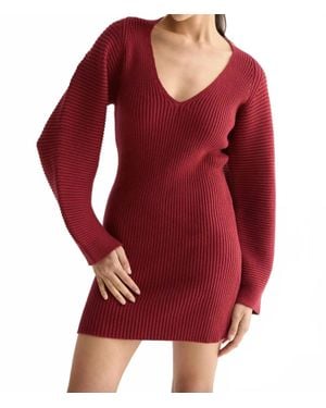 Crescent Alondra Dolman Sleeve Mini Dress - Red