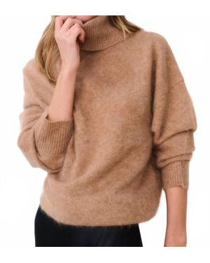 LoveShackFancy Nia Cashmere Turtleneck Top - Brown