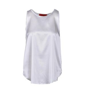 Wild Cashmere Cashmere Silk Blend Sleeveless Top With Flared Hem - White