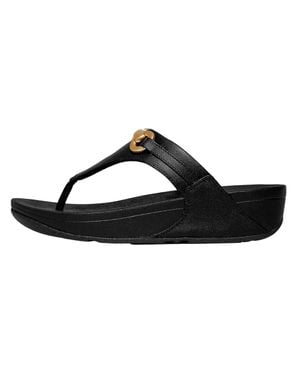 Fitflop Lulu Chunky-Snaffle Leather Toe-Post Sandals Hy7-001 - Black