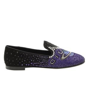Giuseppe Zanotti Crystal Embellished Uranus Smoking Slippers - Blue