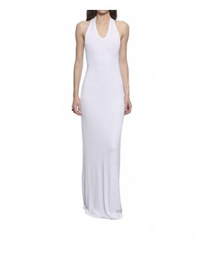 Enza Costa Silk Rib U Halter Fluid Maxi Dress - White