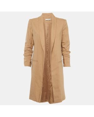 Alice + Olivia Linen Blend Open Front Muriel Coat - Natural