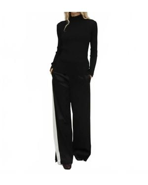Rosetta Getty Plisse Turtleneck Top - Black