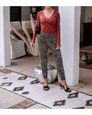 Veronica M Double Lined V-neck Top - Brown