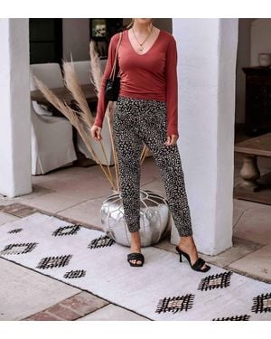 Veronica M Double Lined V-neck Top - Brown