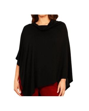 French Kyss Solid Asymmetrical Poncho - Black