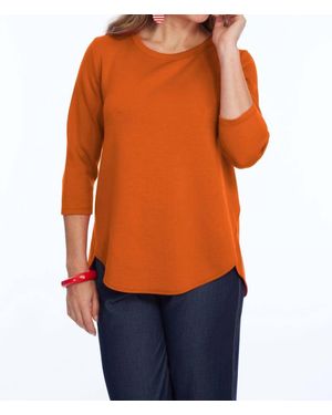 Elior Zofi 3/4 Ponte Knit Pullover Top - Orange