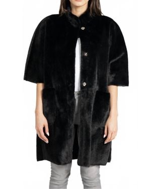 Love Token Nia Faux Fur Cape Coat - Black