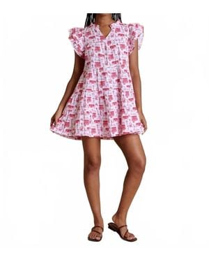 Stewart Simmons Flutter Sleeve Dress - Red