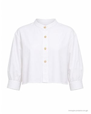 Cellar Door Loren Cropped Cotton Shirt - White