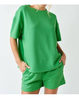 Mono B Luxe Sand Wash Rib Classic Tee Set - Green