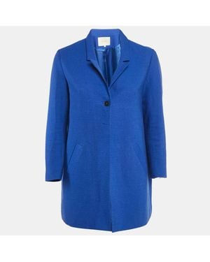 Maje Textured Cotton Blend Overcoat S - Blue