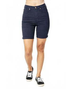 Judy Blue Cora Tummy Control Bermuda Shorts - Blue