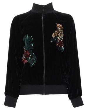 P.A.R.O.S.H. Velvet Jacket With Colorful Sequin Embellishments - Black