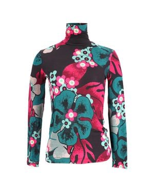 Dries Van Noten Floral-Print Turtleneck Long Sleeve Top - Multicolor