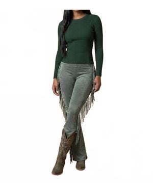 K TOO Fringe Elastic Waist Pants - Green