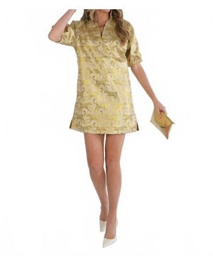 Emily Mccarthy Jaguar Jacquard Poppy Dress - Yellow