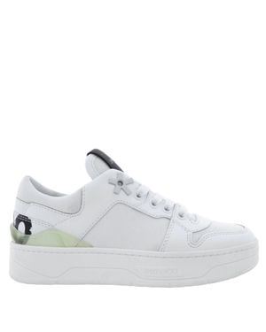 Jimmy Choo Florent/F Calf Canvas Low-Top Sneakers - White