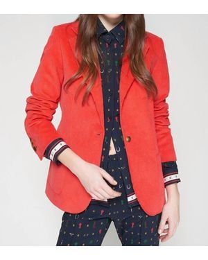 Vilagallo Gadea Corduroy Long Sleeve Blazer - Red