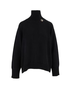 Fabiana Filippi High-Neck Cropped Merino Wool Sweater - Black