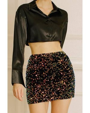 Storia Roxy Sequin Mini Skirt - Black