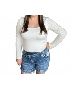 WASABI + MINT Square Neck Long Sleeve Bodysuit - White