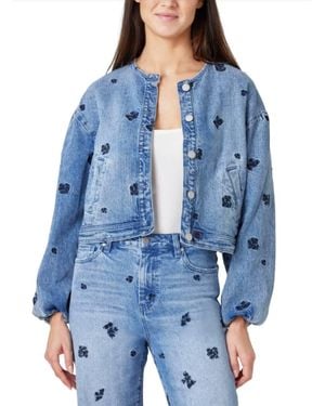 Habitual Embroidery Denim Jacket - Blue