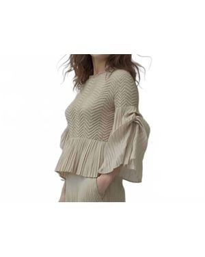 Ellyndale Pleating Blouse Top With Tuck Sleeve - Black