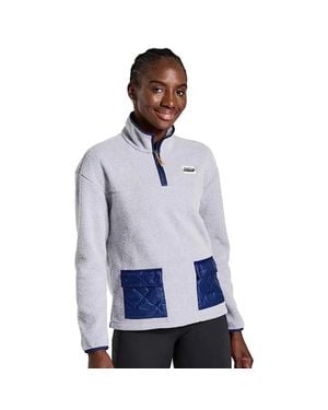Saucony Rested Jacket Light Sherpa Long Sleeve 1/4 Zip Red517 - Blue