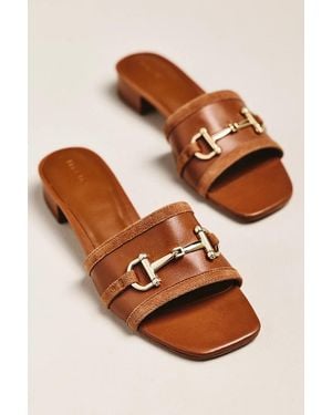 Maeve Horsebit Slide Sandals - Brown